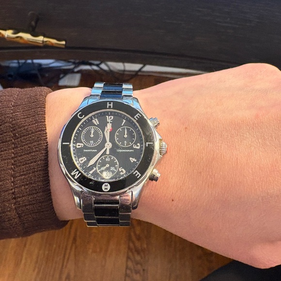 Michele Black and Silver Watch